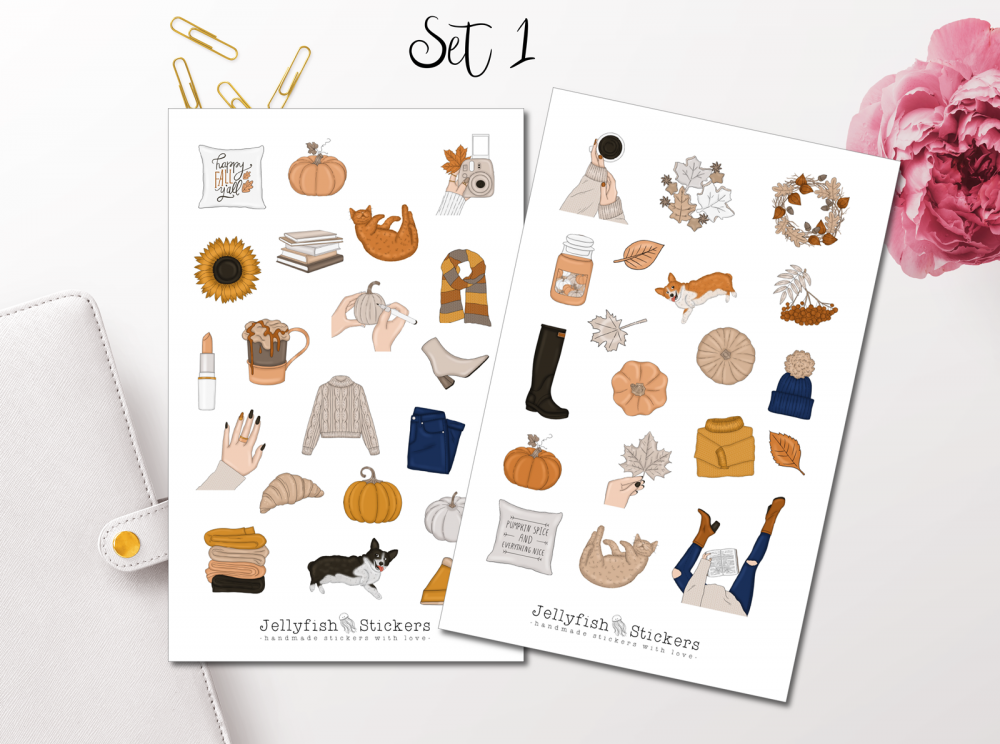 Mädchen Herbst Sticker Set